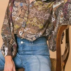 Flying Tomato Ivory And Multi Print Paisley Button Up Top NEW ARRIVALS