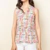 THML NEW ARRIVALS Multicolor Polka Dot Sleeveless Top