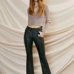 Kan Can Brooklyn Black Mid Rise Flare Pants