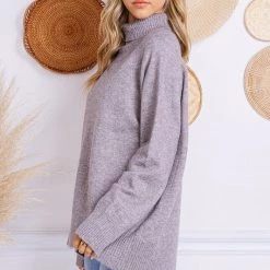 Charlotte Avery Mocha Colored Long Sleeve Turtleneck Sweater NEW ARRIVALS