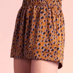 Tyche Camel Colored Cheetah Print Satin Shorts
