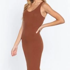 Act Truffle Colored Racer Back Sleeveless Midi Dress NEW ARRIVALS
