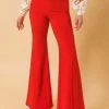 Flying Tomato NEW ARRIVALS Solid Red Woven Flared Pants