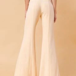 Jealous Tomato Solid Cream Colored Woven Flared Pants