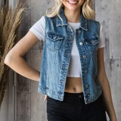 Vevert NEW ARRIVALS Sleeveless Aztec Denim Vest