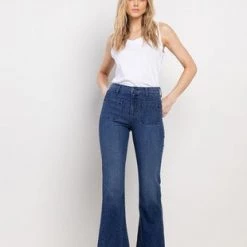Sneak Peek NEW ARRIVALS Emily Patch Pocket Flare High Rise Jeans