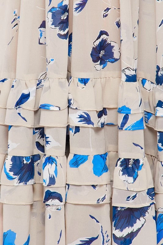 Bighit Fashion NEW ARRIVALS Taupe And Blue Floral Two Piece Crop Top And Maxi Skirt 5 Bighit Fashion NEW ARRIVALS Taupe And Blue Floral Two Piece Crop Top And Maxi Skirt