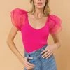 Jealous Tomato Fuchsia Colored Ribbed Sweater Top NEW ARRIVALS