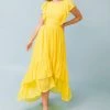 Jealous Tomato NEW ARRIVALS Yellow Side Cut Out Summer Hi Low Dress