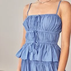 Mustard Seed Soft Denim Drawstring Ruched Cami Top NEW ARRIVALS