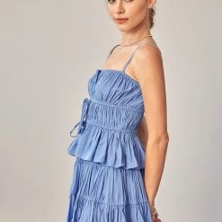 Mustard Seed Soft Denim Drawstring Ruched Cami Top NEW ARRIVALS