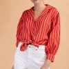 Glam NEW ARRIVALS Coral Striped Top