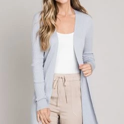 Be Cool Slate Blue Long Ribbed Open Duster Cardigan NEW ARRIVALS