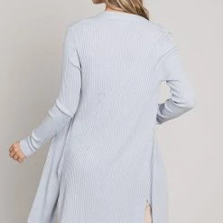 Be Cool Slate Blue Long Ribbed Open Duster Cardigan NEW ARRIVALS