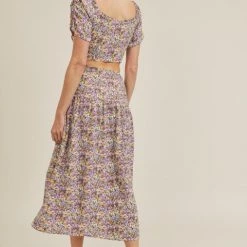 Lush Purple Grand Floral Midi Skirt