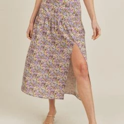 Lush Purple Grand Floral Midi Skirt