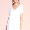 Tyche White Colored Washed Satin Crepe Short Sleeve Dress