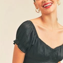 Reset By Jane Black Cropped Back Tie Top