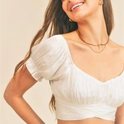 Reset By Jane White Cropped Back Tie Detail Top NEW ARRIVALS