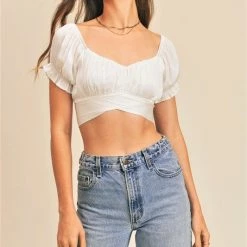 Reset By Jane White Cropped Back Tie Detail Top NEW ARRIVALS