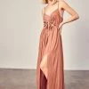 Mustard Seed Cinnamon Colored Drawstring Front Slit Maxi Dress NEW ARRIVALS
