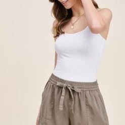 Staccato NEW ARRIVALS Olive Colored Drawstring Shorts