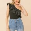 Jealous Tomato Black One Shoulder Bodysuit NEW ARRIVALS