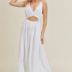 Lush NEW ARRIVALS White Waist Tie Maxi Dress