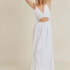 Lush NEW ARRIVALS White Waist Tie Maxi Dress