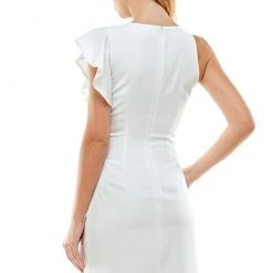 TCEC White Colored Asymmetrical Sheath Mini Dress