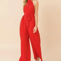 Jealous Tomato Solid Red Woven Jumpsuit