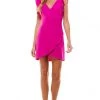 TCEC Magenta Ruffled Trim Wrap Dress NEW ARRIVALS