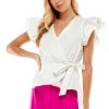 TCEC NEW ARRIVALS White Ruffle Sleeve Wrap Top