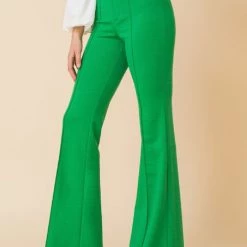 Jealous Tomato Green High Rise Flare Pants
