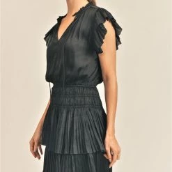 Reset By Jane NEW ARRIVALS Black Short Sleeve Ruffle Dress