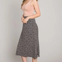 Be Cool NEW ARRIVALS Blue And White Floral Print Midi Skirt