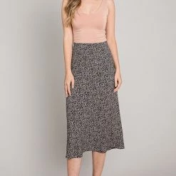 Be Cool NEW ARRIVALS Blue And White Floral Print Midi Skirt