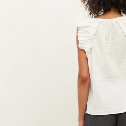 Grade & Gather Off White Cotton Seersucker Blouse