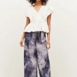 Grade & Gather Off White Cotton Surplice Neckline Blouse NEW ARRIVALS