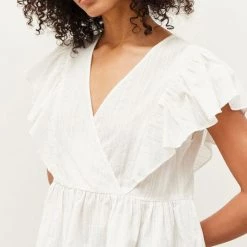 Grade & Gather Off White Cotton Surplice Neckline Blouse NEW ARRIVALS