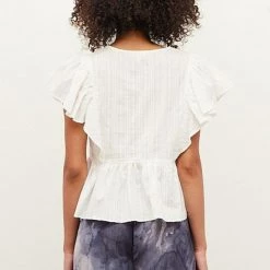 Grade & Gather Off White Cotton Surplice Neckline Blouse NEW ARRIVALS