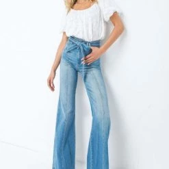 Jealous Tomato White Round Neck Puff Sleeve Top