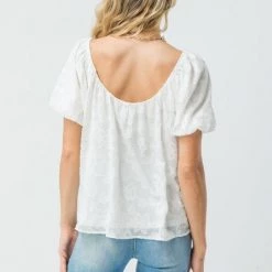 Jealous Tomato White Round Neck Puff Sleeve Top