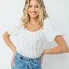 Jealous Tomato White Round Neck Puff Sleeve Top