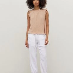 Grade & Gather TOPS Soft Rose Double Gauze Ruffled Blouse