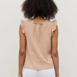 Grade & Gather TOPS Soft Rose Double Gauze Ruffled Blouse