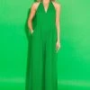Jealous Tomato Solid Green Halter Neckline Jumpsuit NEW ARRIVALS
