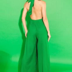 Jealous Tomato Solid Green Halter Neckline Jumpsuit NEW ARRIVALS