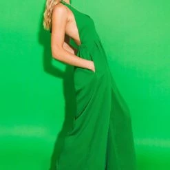 Jealous Tomato Solid Green Halter Neckline Jumpsuit NEW ARRIVALS