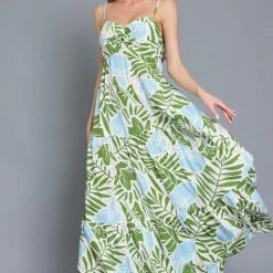 AaKaa Summer Time Cabana Belted Maxi Dress